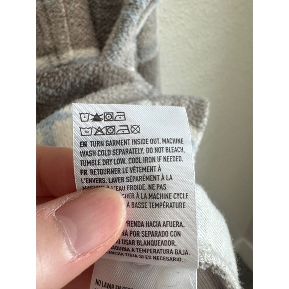 American Eagle Sherpa Plaid Flannel‎ Oversized Shirt Jacket L Shacket Gorpcore - Picture 8 of 12